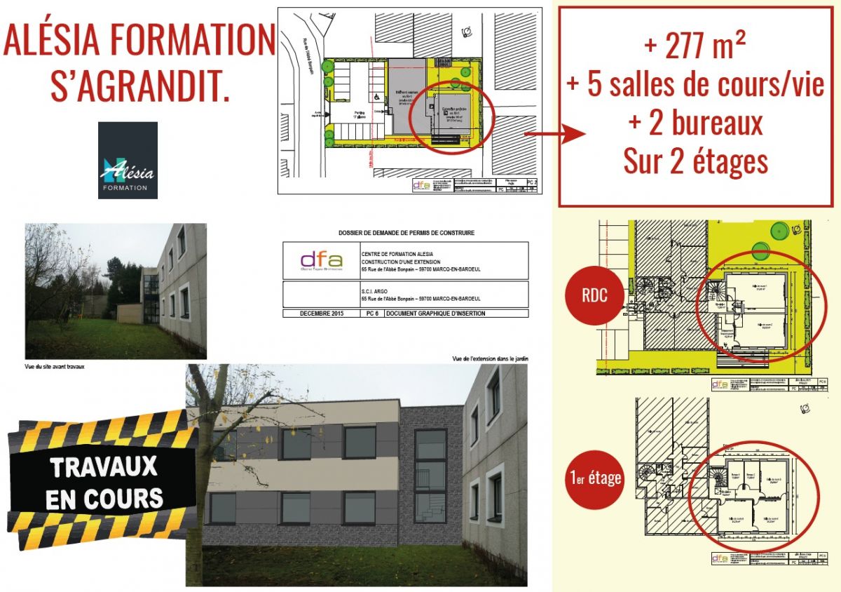 Alesia Formation s'agrandit ! +277m², 5 salles de cours, 2 bureaux, sur deux étages.